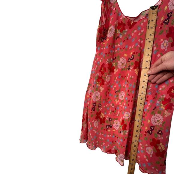Natori S Josie Floral Print Slip Dress Chemise Lingerie Camisole Nighty Pink Red - Picture 6 of 7